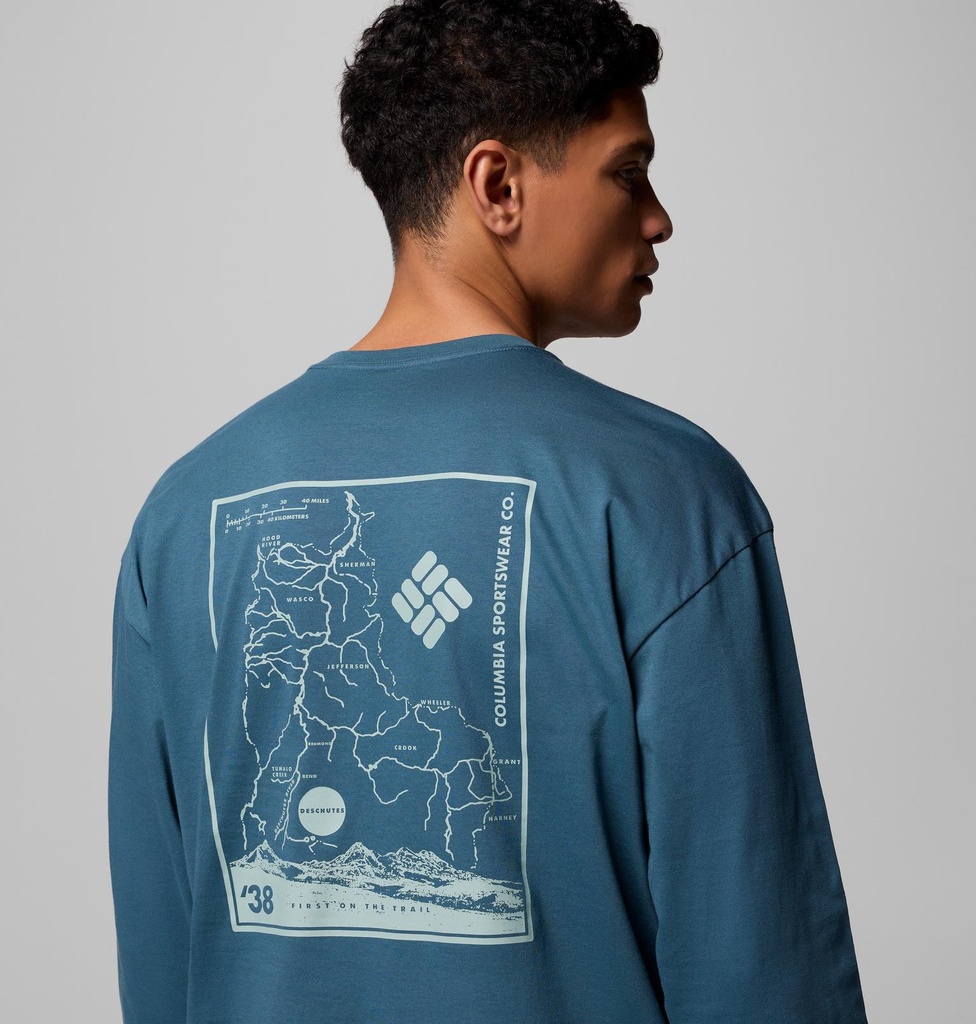 Camiseta Manga Larga Columbia Black Butte - Everblue/Trailmap