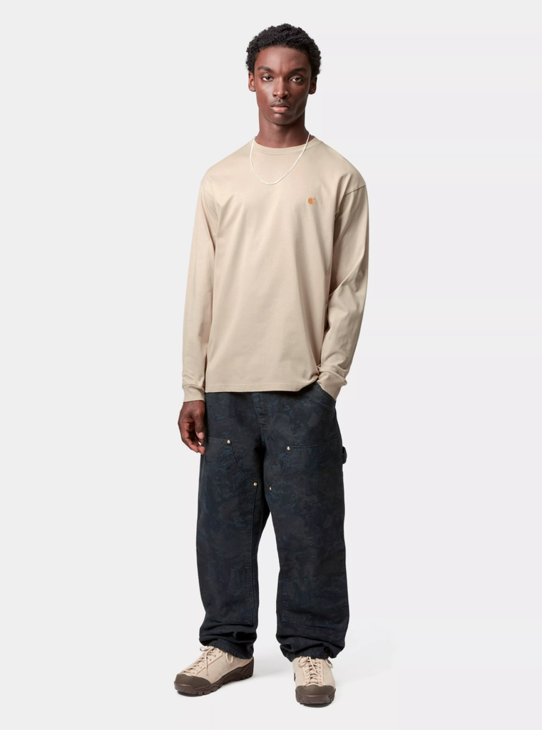 Camiseta Carhartt WIP L/S Chase - Fleur de Sel/Gold