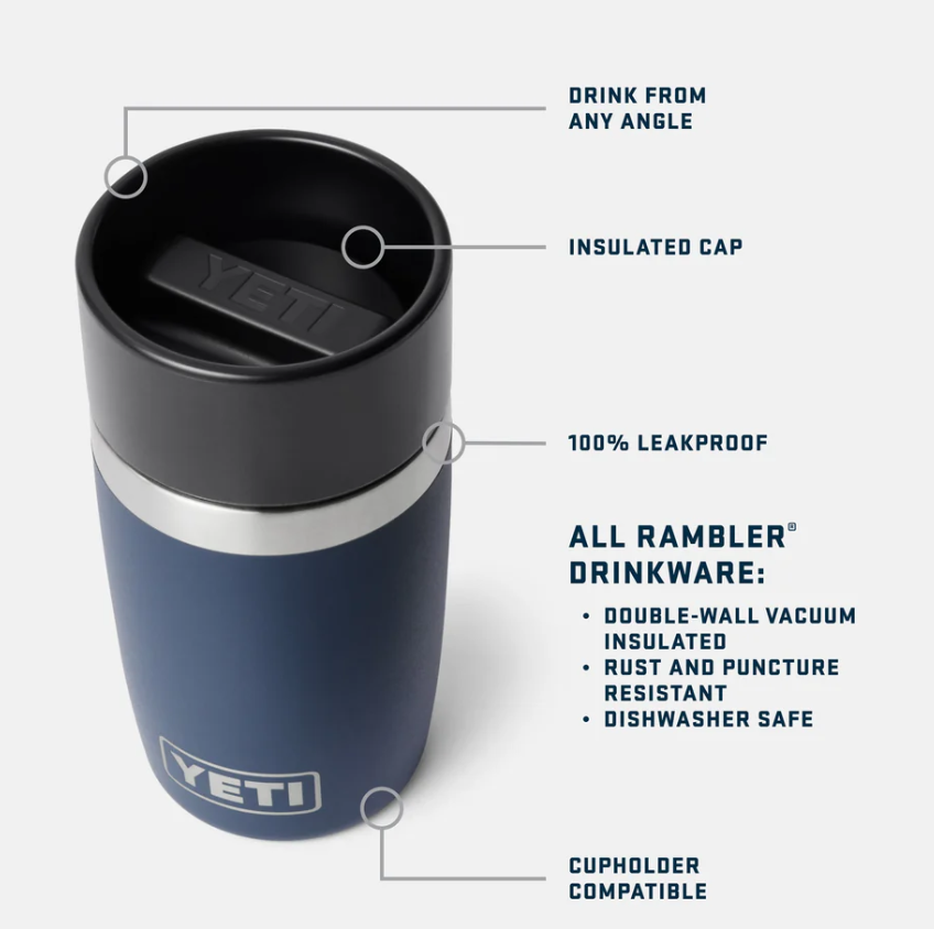 Vaso Hermético Yeti Rambler 8 oz (236 ml) - Black