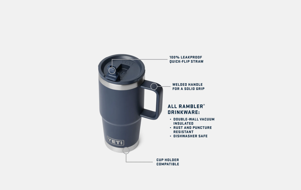 Taza de Viaje con Pajita Yeti Rambler 20 oz (591 ml) - Black/Black