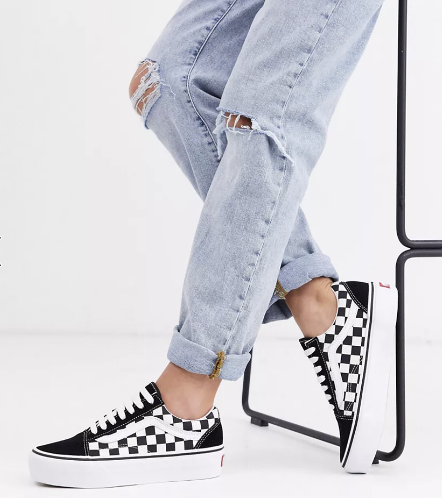 Zapatillas Vans Old Skool Platform Primary Checkerboard - Blk/Tr Wht