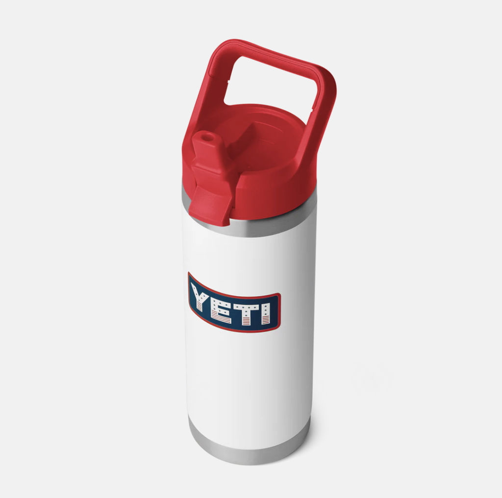 Botella con Tapa de Pajita Yeti Rambler 18 oz (532 ml) - White/Rescue Red/Badge