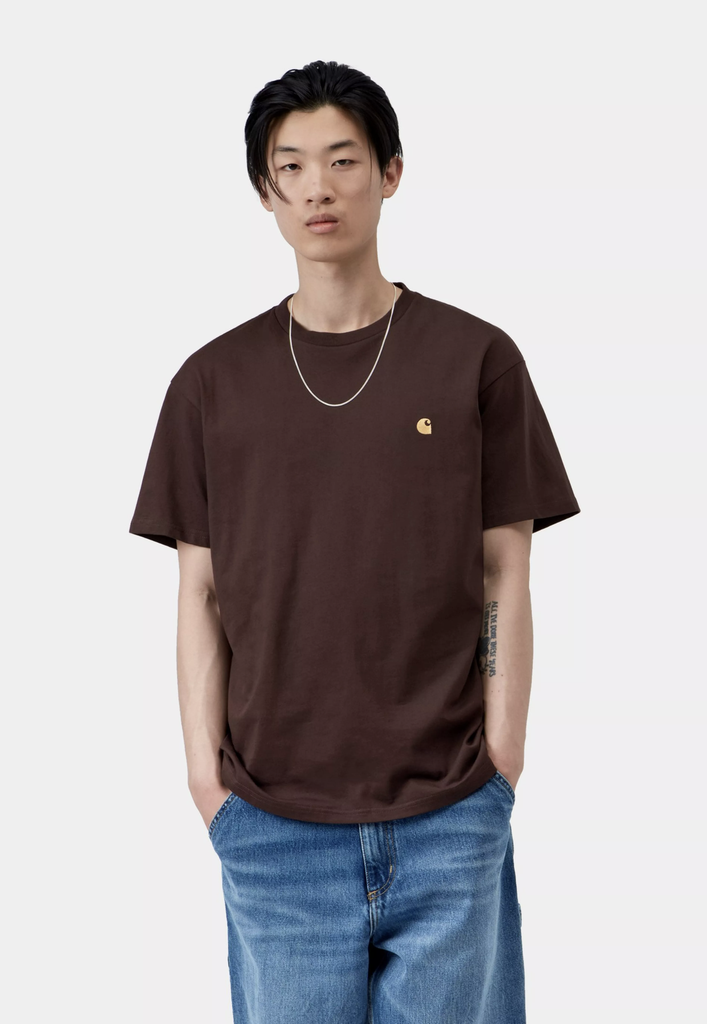 Camiseta Carhartt WIP Chase - Palisander/Gold