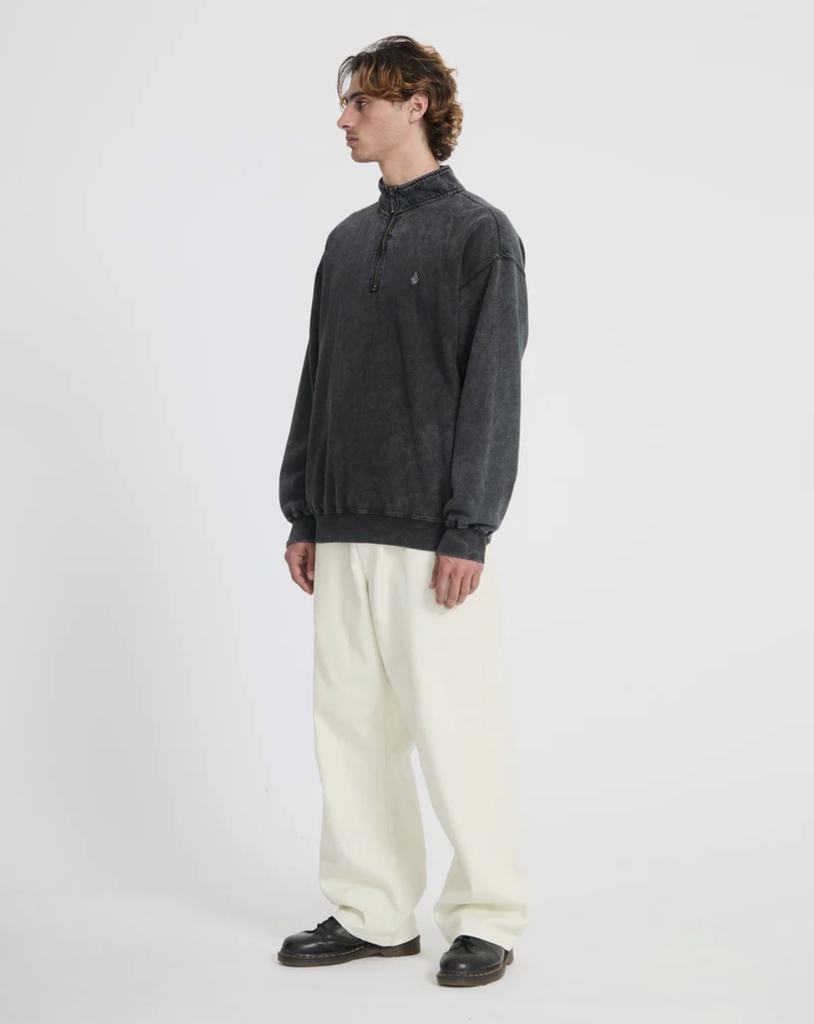 Sudadera con Media Cremallera Volcom Single Stone - Light Acid Black