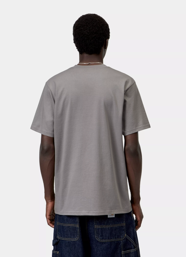 Camiseta Carhartt WIP Script - Shady Grey/Dark  Navy
