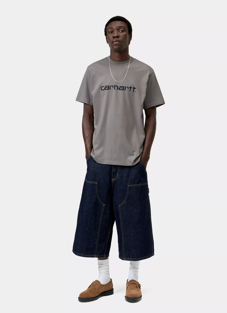 Camiseta Carhartt WIP Script - Shady Grey/Dark  Navy