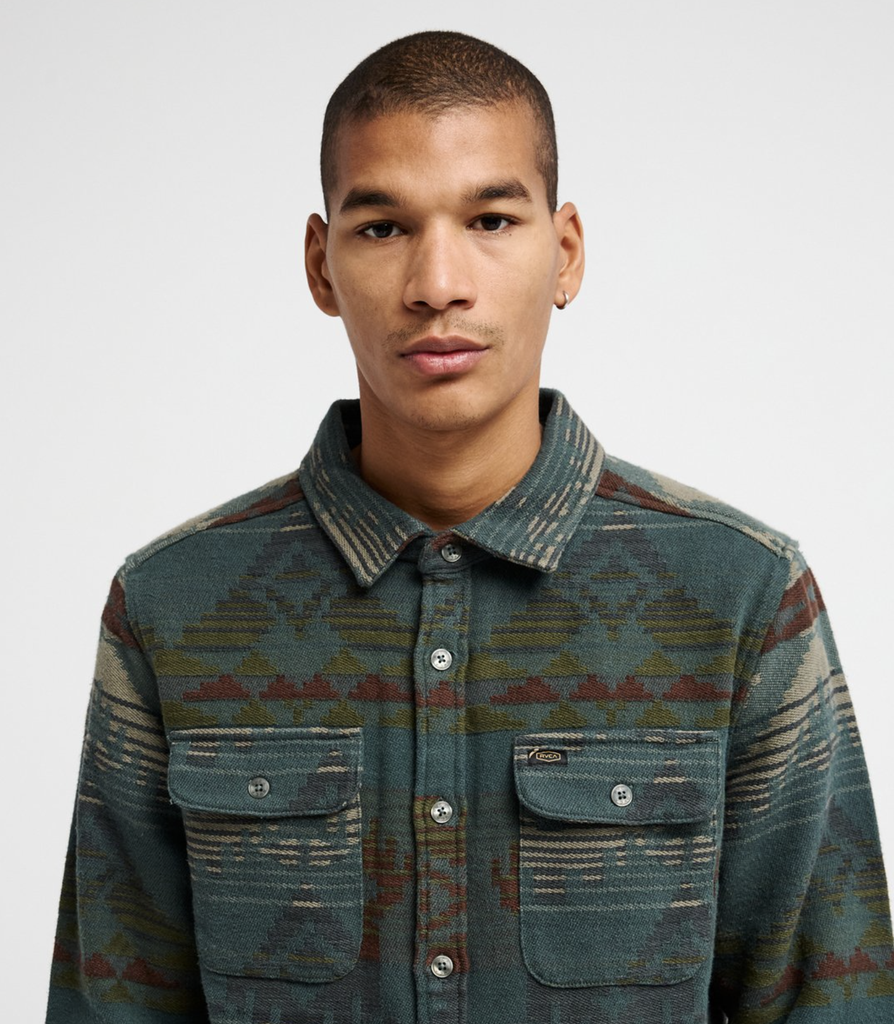 Camisa Rvca Dayshift Blanket Flannel - Hunter Green