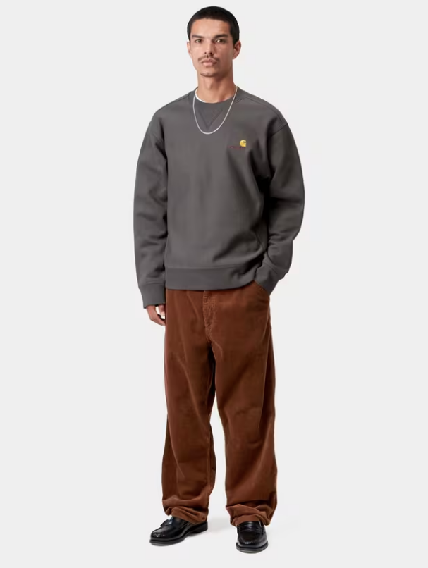 Sudadera Sin Capucha Carhartt WIP American Script - Graphite