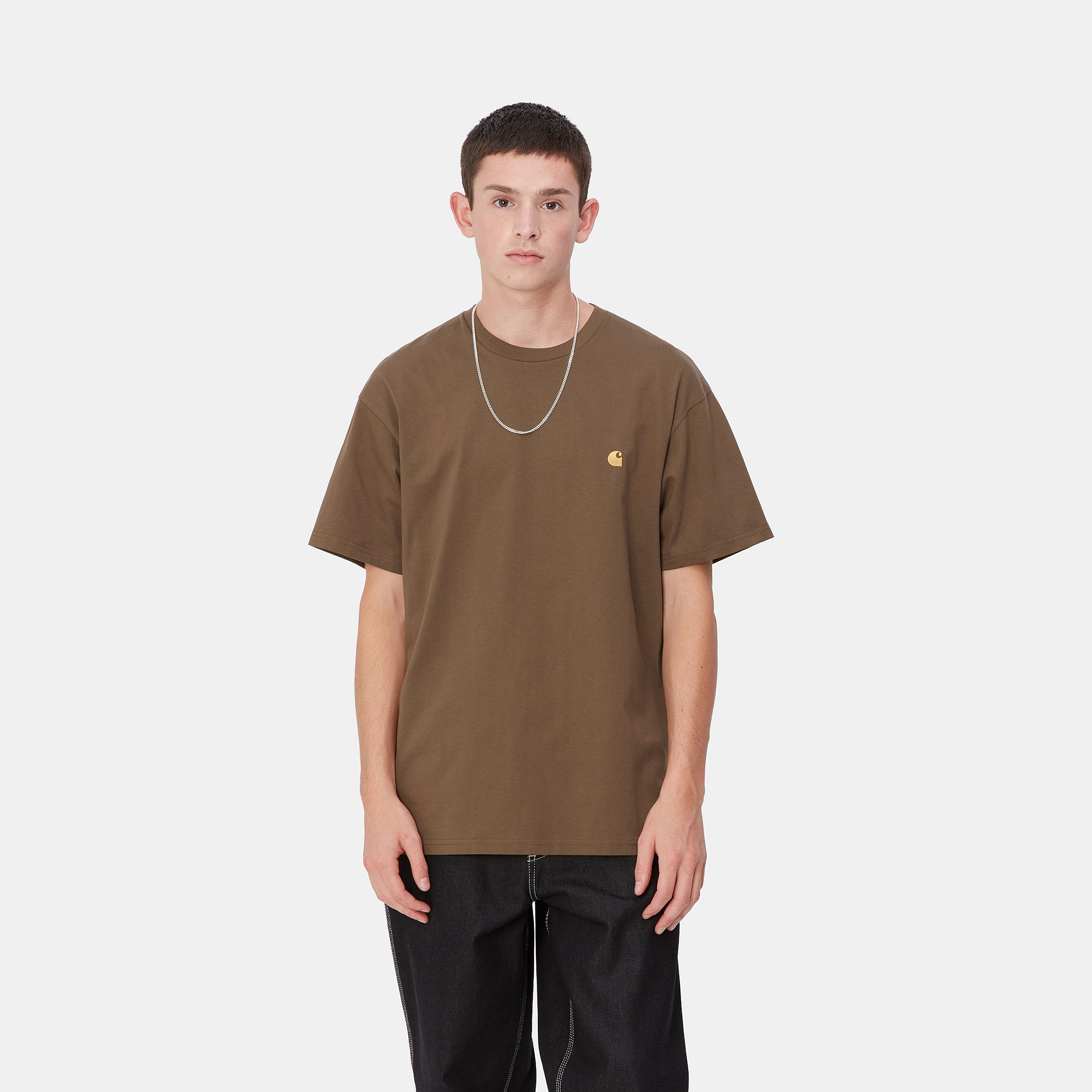 Camiseta Carhartt WIP Chase - Chocolate/Gold