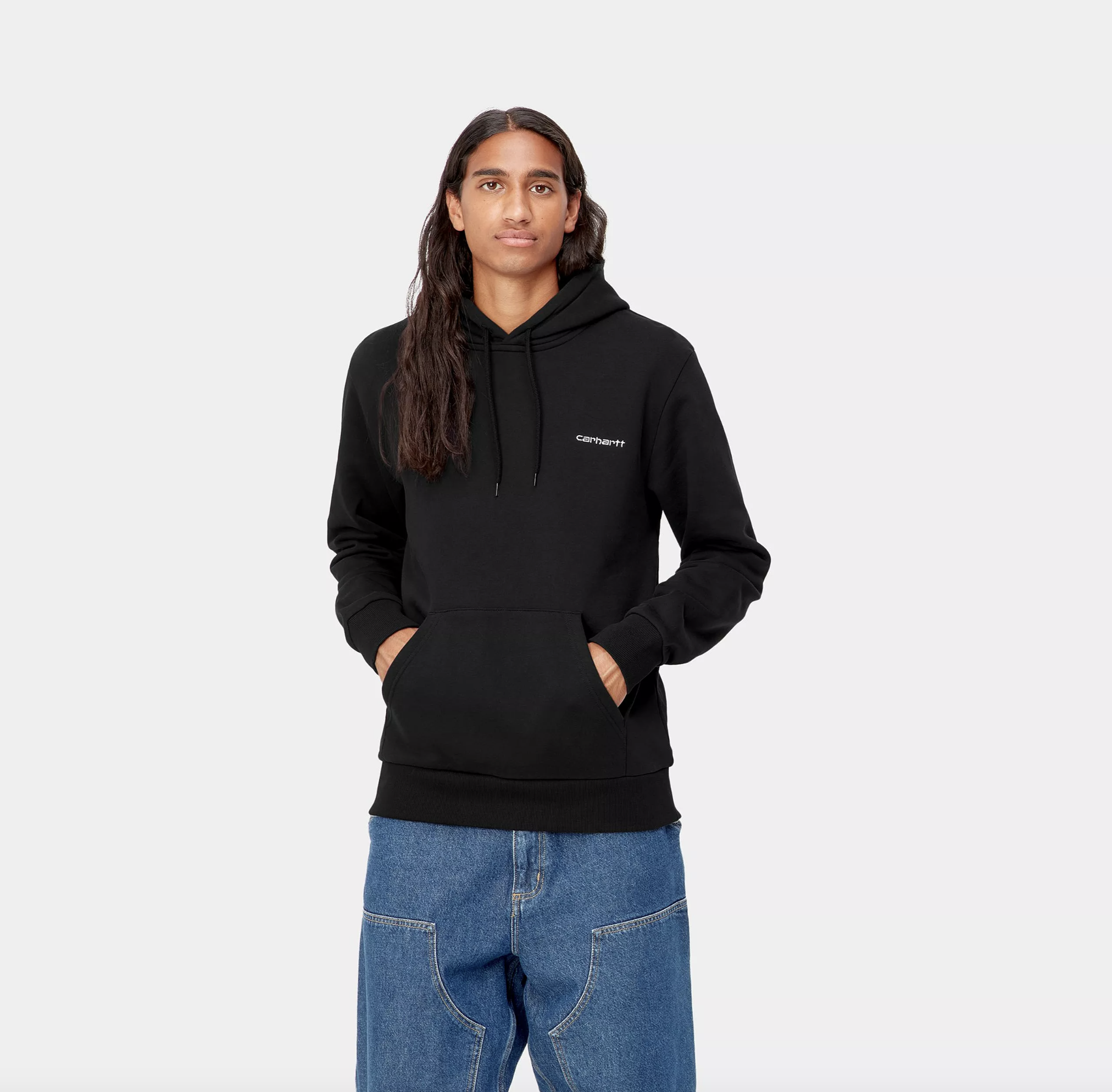 Sudadera con Capucha Carhartt WIP Script Embroidery - Black/White