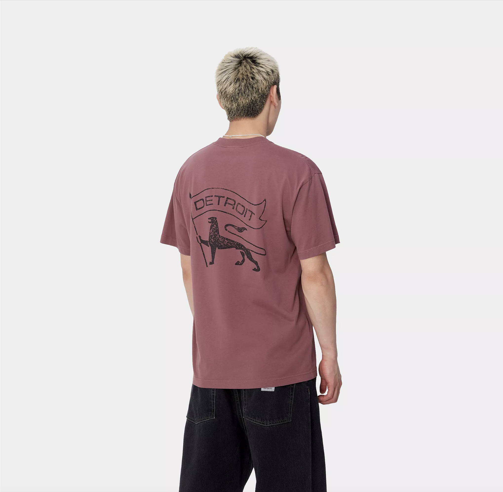 Camiseta Carhartt WIP Stamp - Dusty Fuchsia/Black