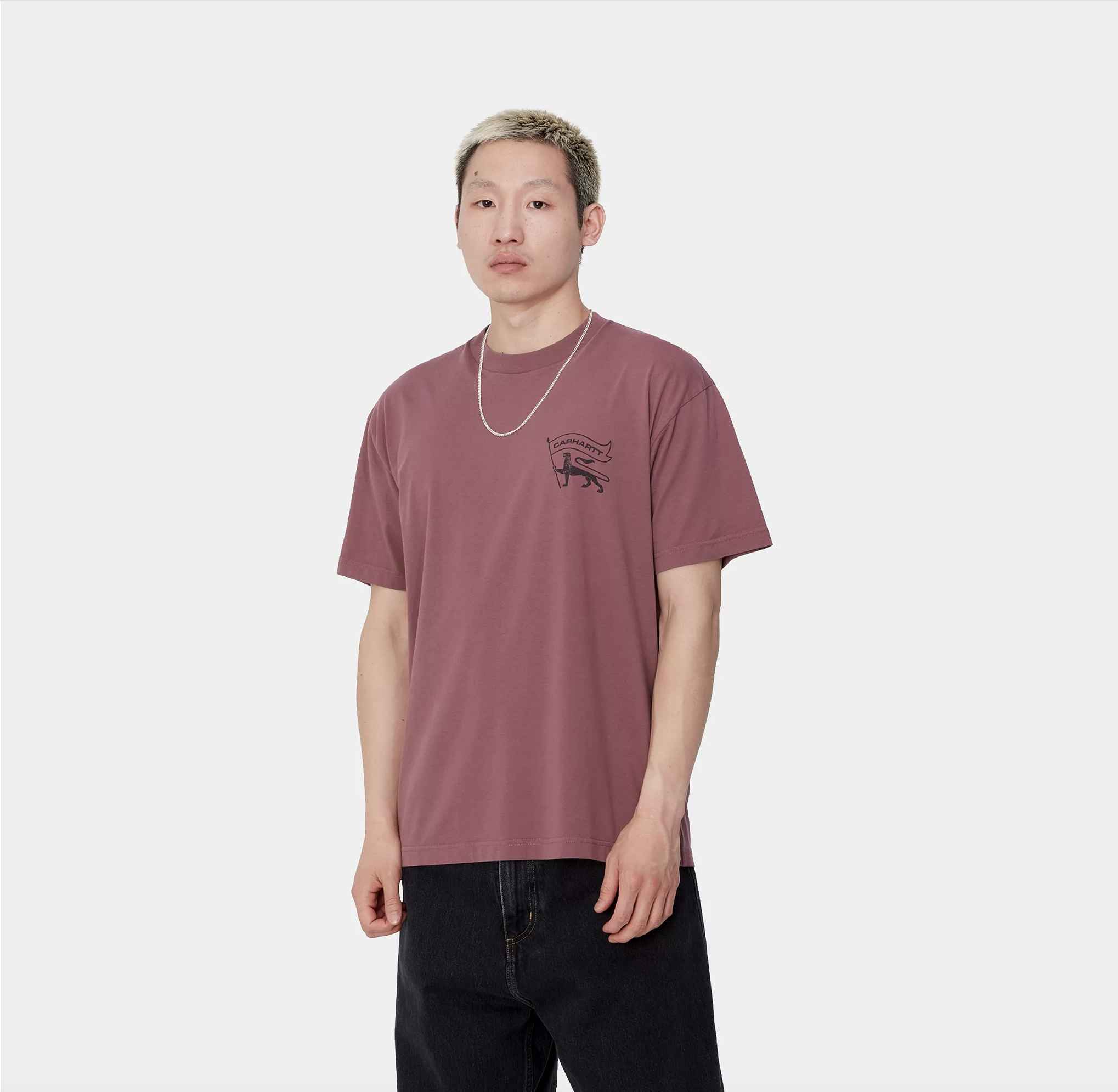 Camiseta Carhartt WIP Stamp - Dusty Fuchsia/Black