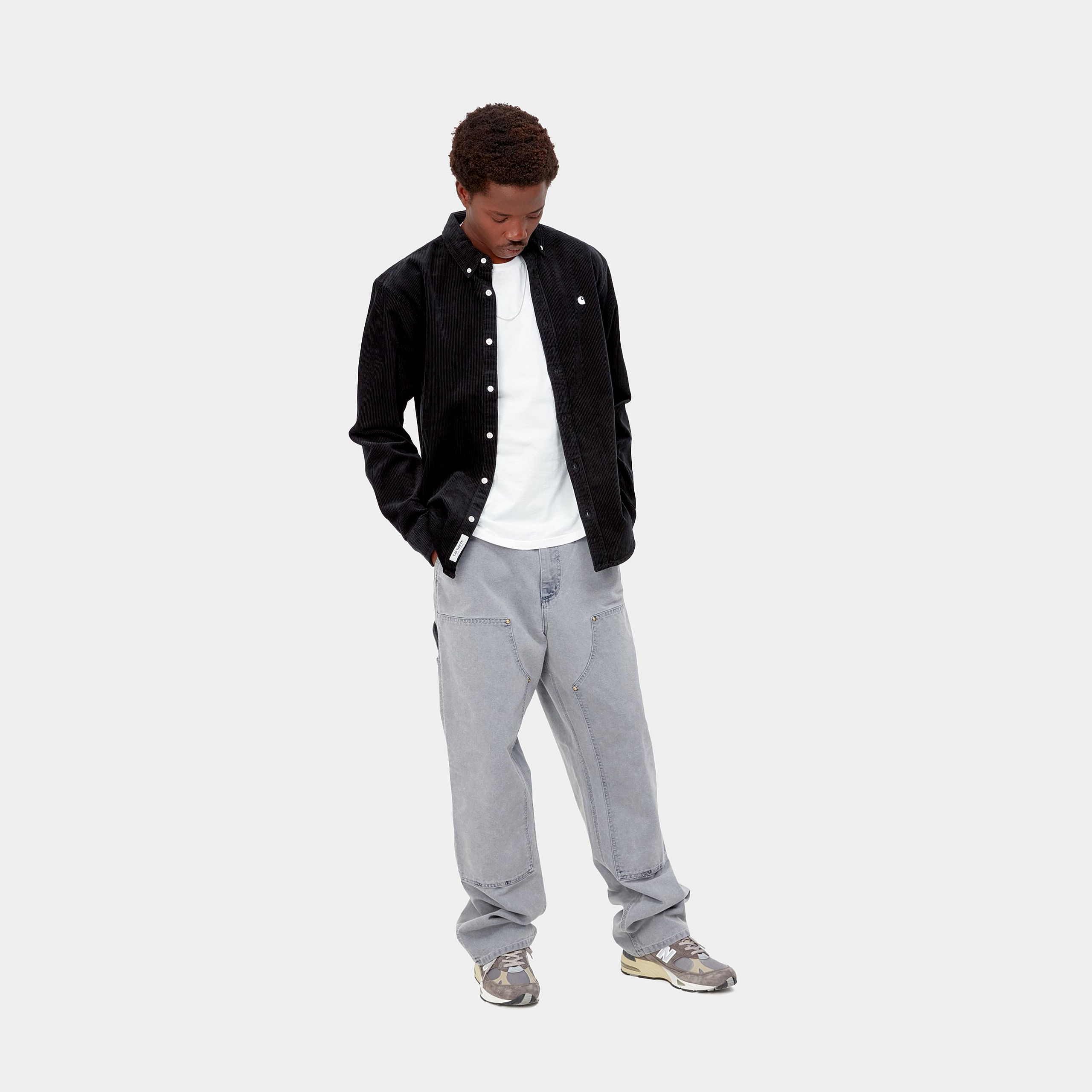 Camisa Carhartt WIP L/S Madison Cord - Black/White