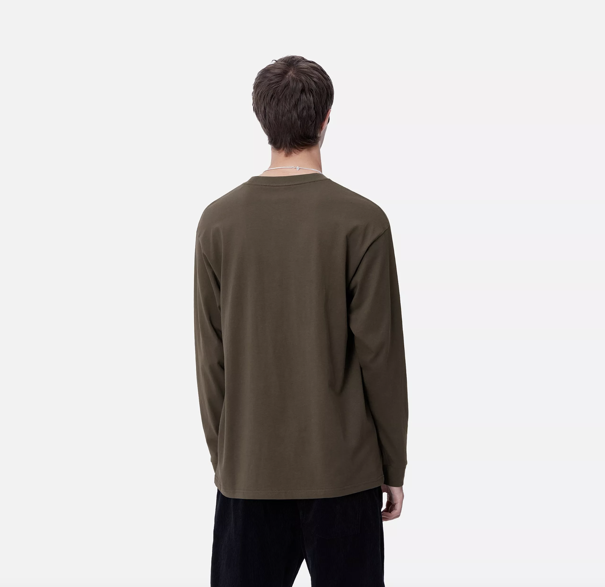 Camiseta Manga Larga Carhartt WIP L/S Script Embroidery - Cypress/White