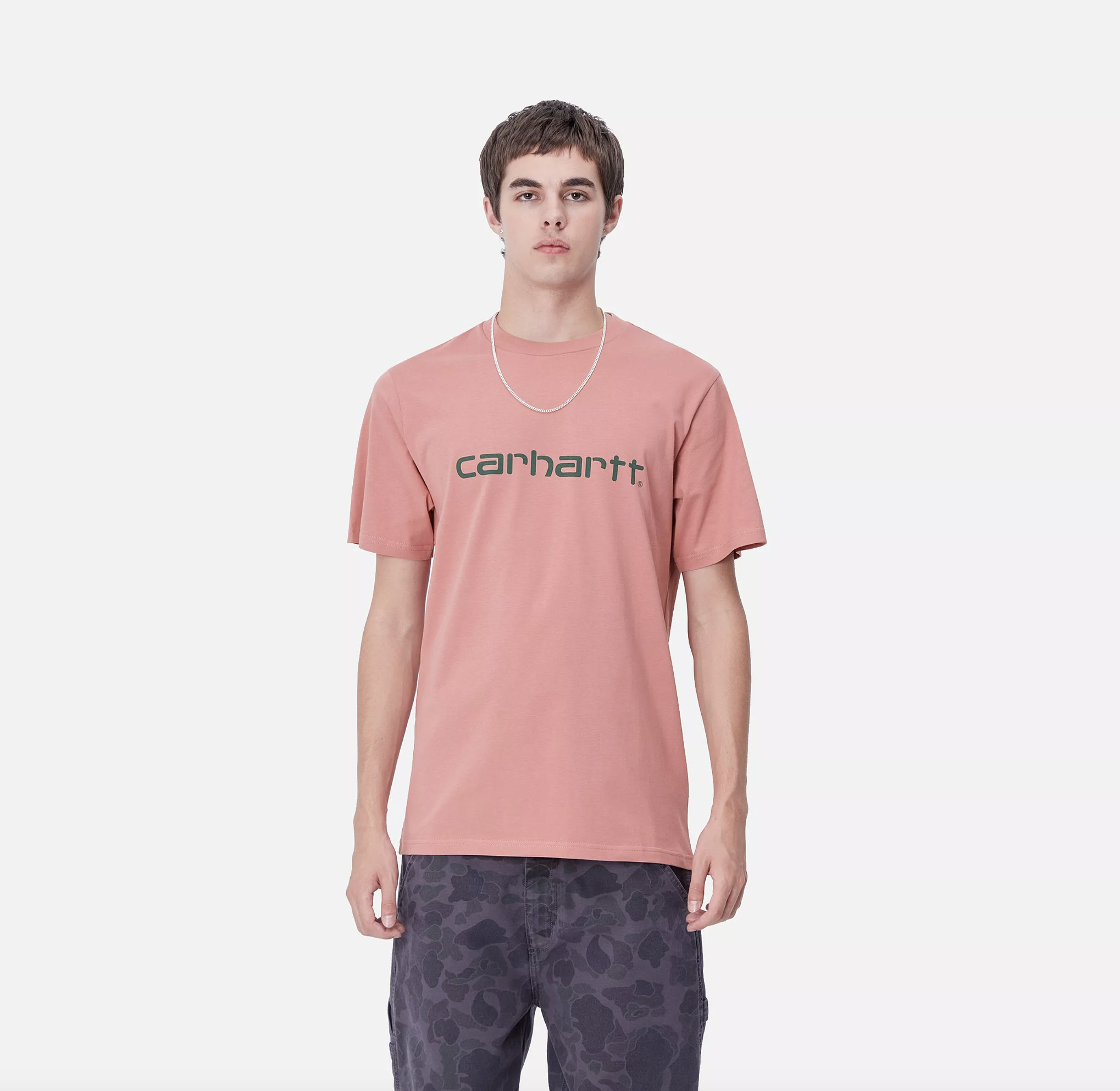 Camiseta Carhartt WIP Script - Dusty Rose/Sycamore Tree
