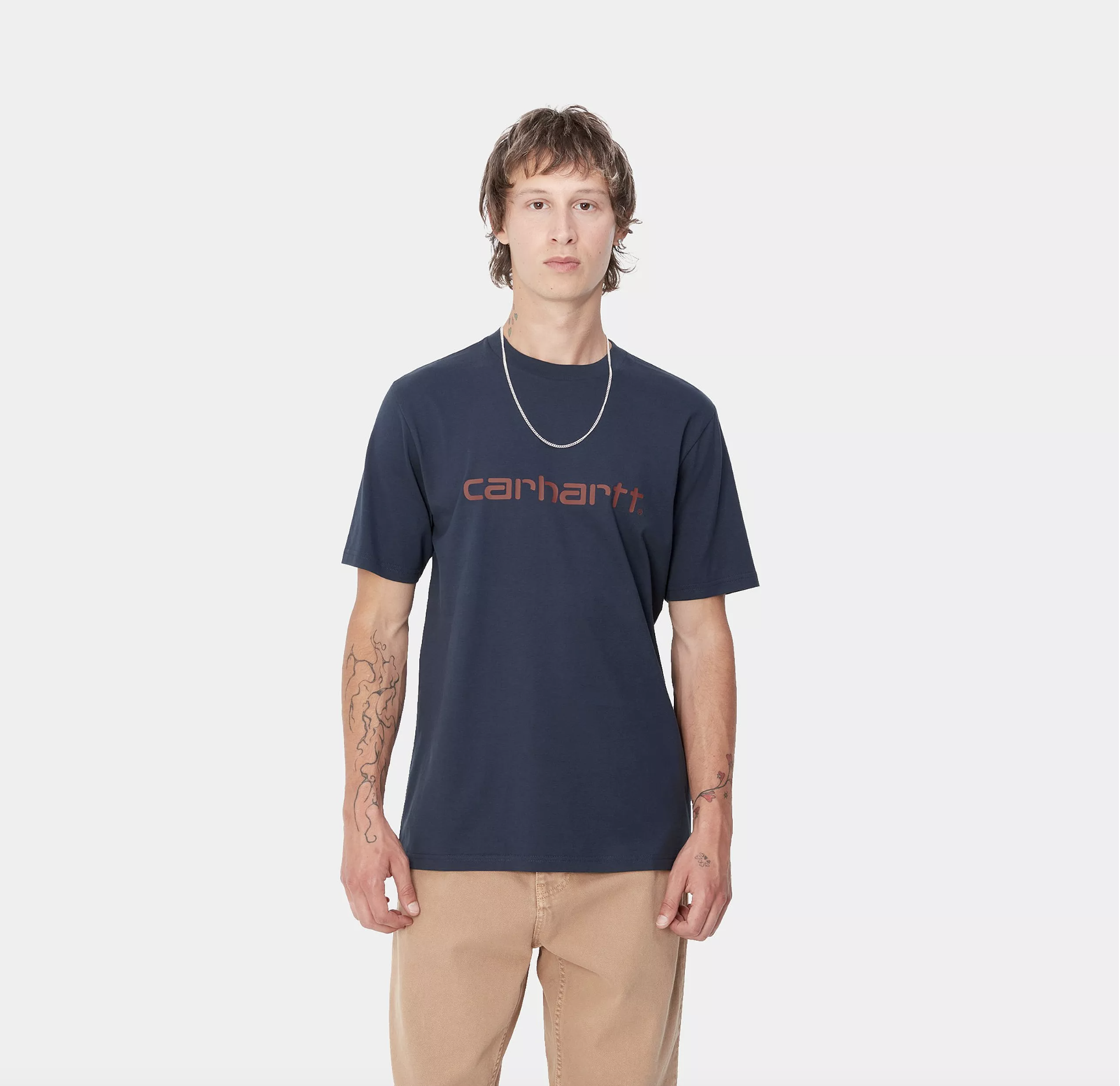 Camiseta Carhartt WIP Script - Air Force Blue/Malbec