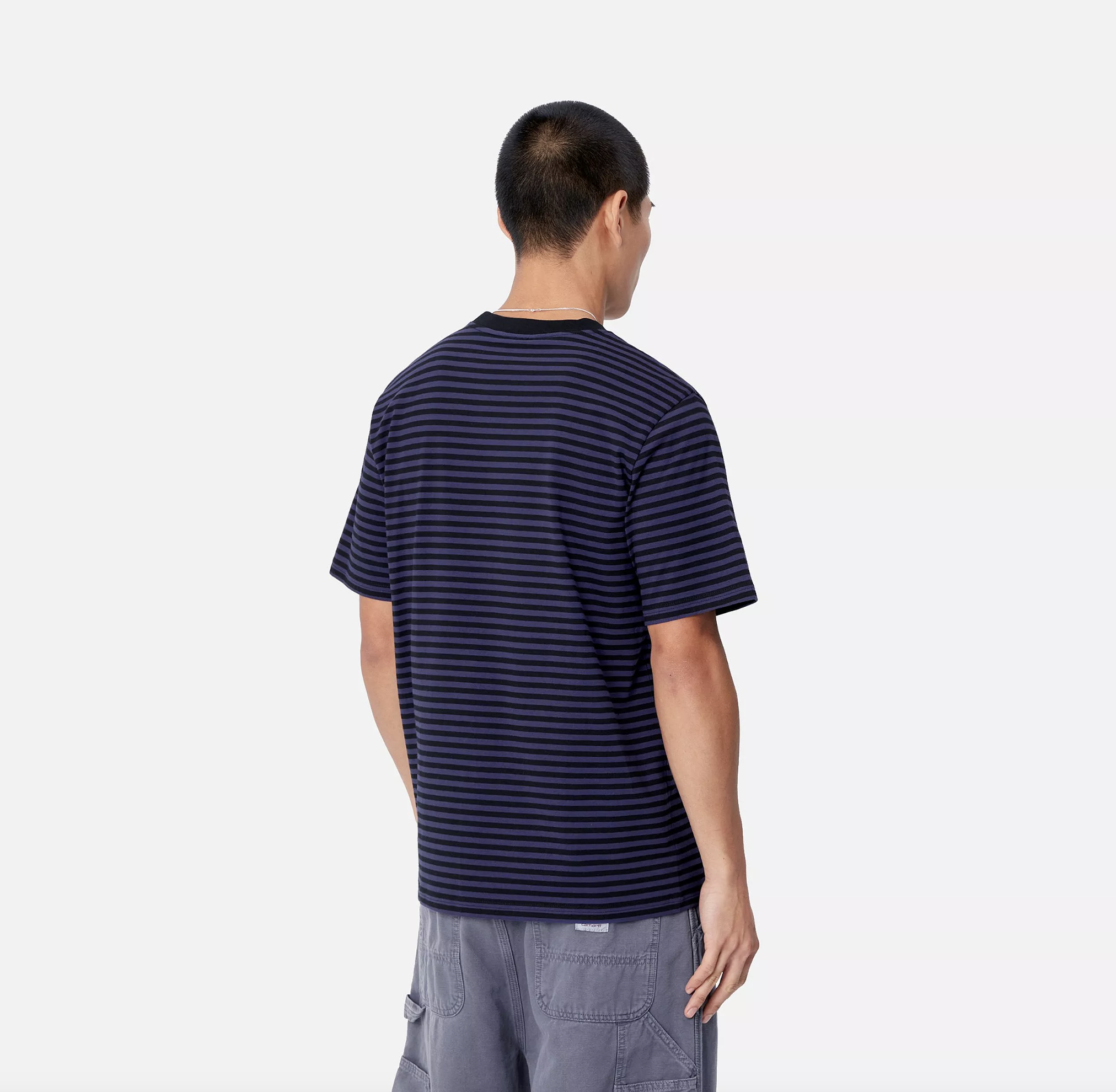 Camiseta Carhartt Wip Verner Pocket - Verner Stripe, Black/Aura