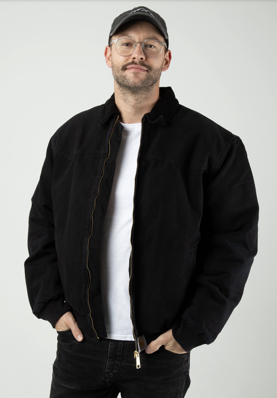Chaqueta Carhartt Wip Santa Fe - Black/Black (Stone Canvas)