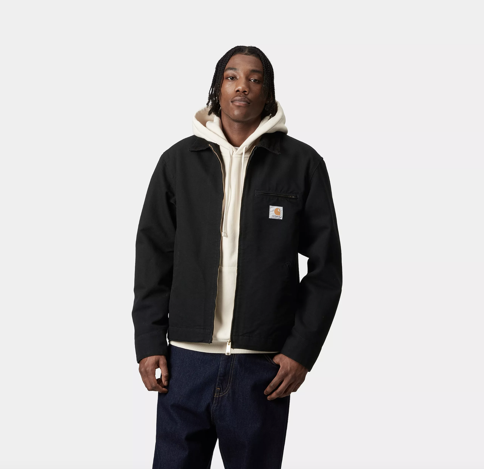 Chaqueta Carhartt WIP Detroit - Black/Black Rinsed (Sin Forro)