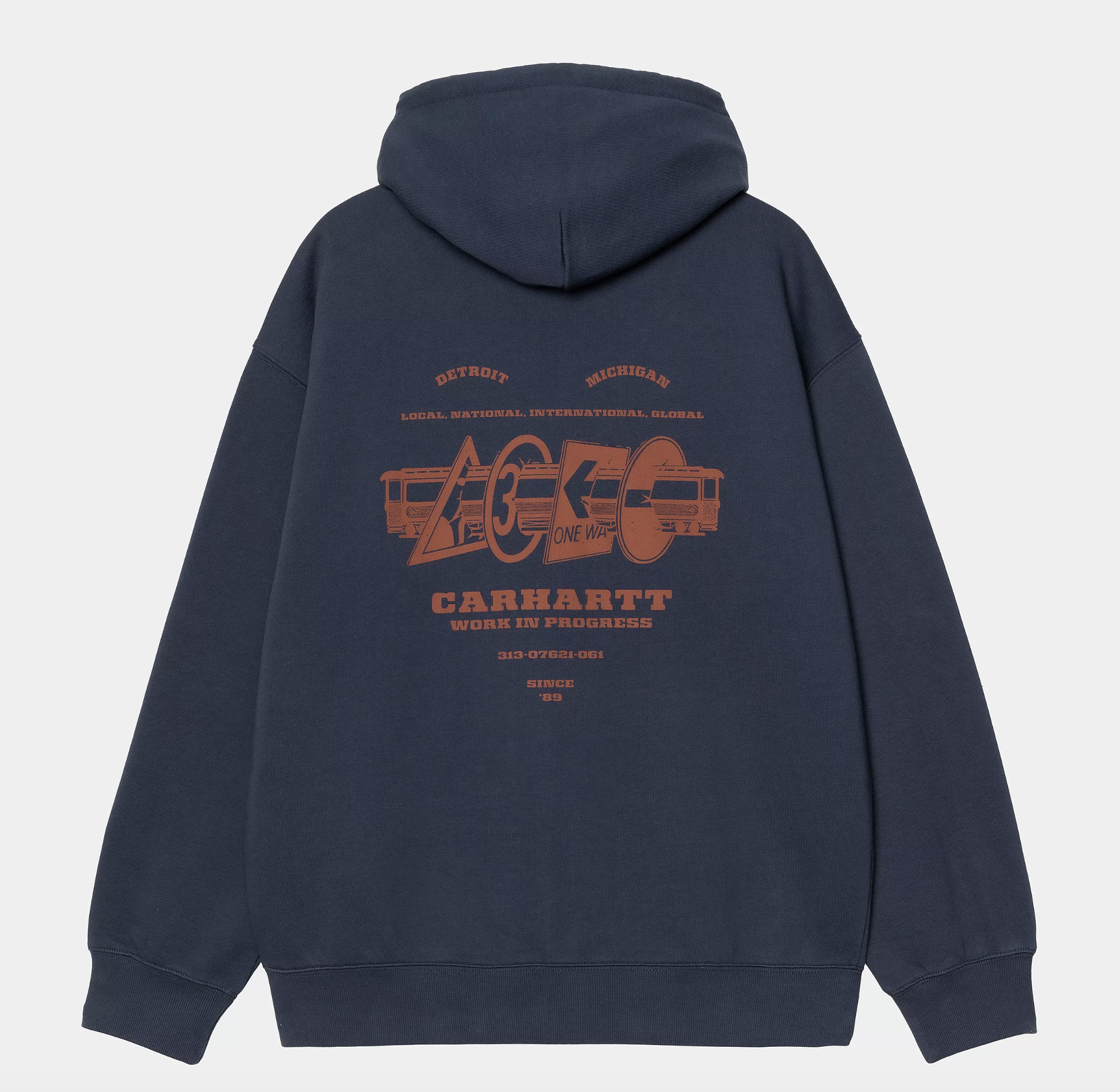 Sudadera Con Cremallera Carhartt WIP Runaway - Blue/Vermillion Stone Washed