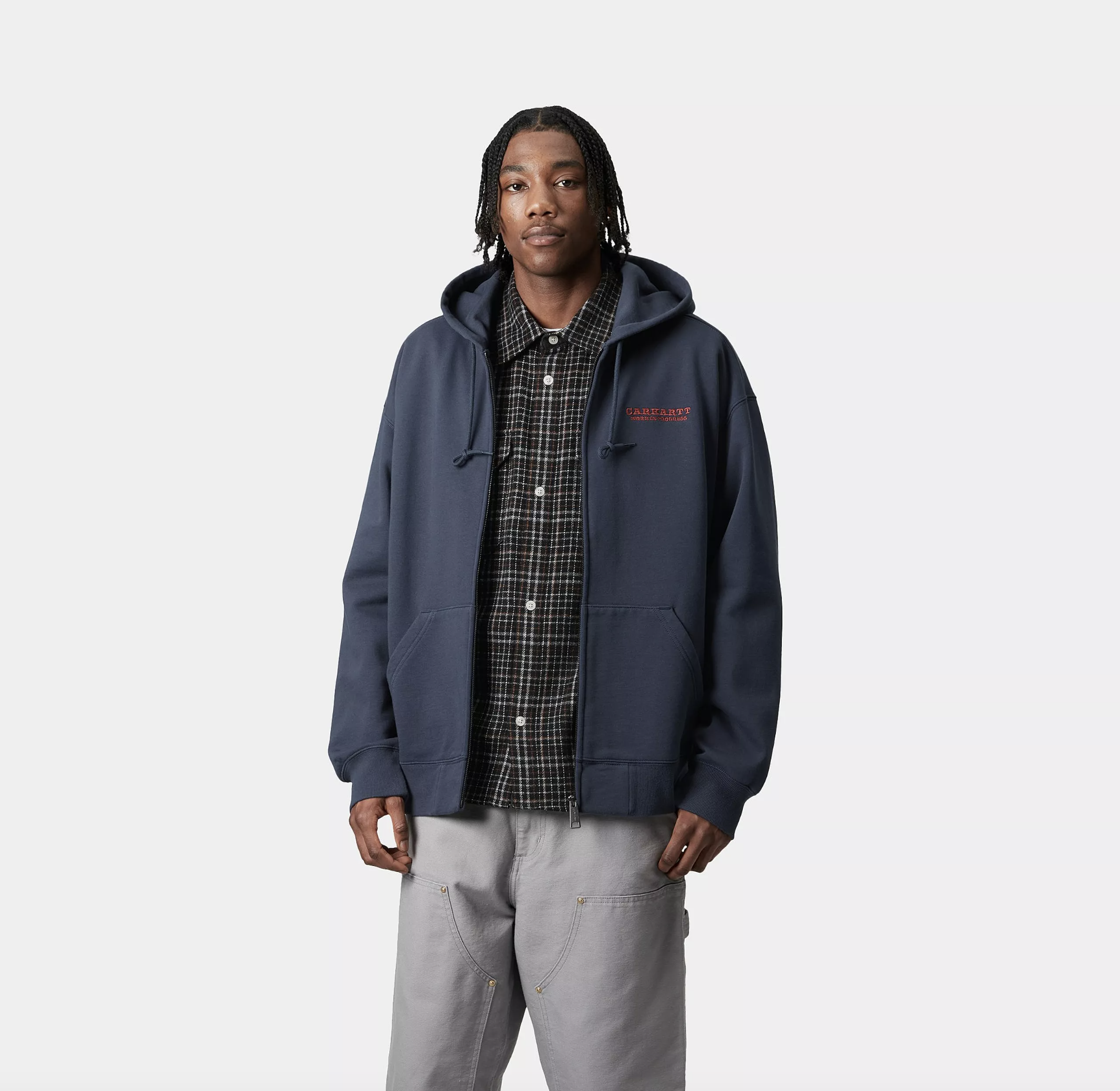 Sudadera Con Cremallera Carhartt WIP Runaway - Blue/Vermillion Stone Washed