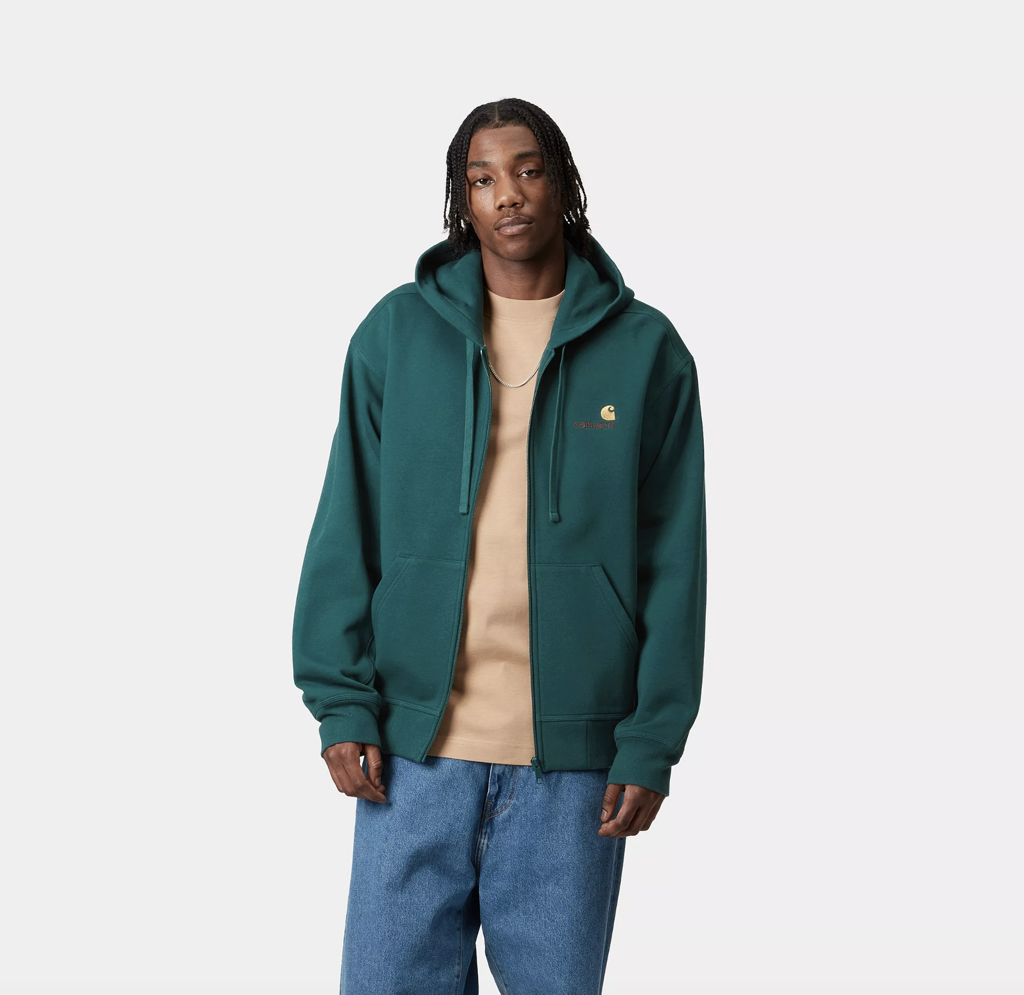 Sudadera Con Cremallera Carhartt WIP American Script - Malachite