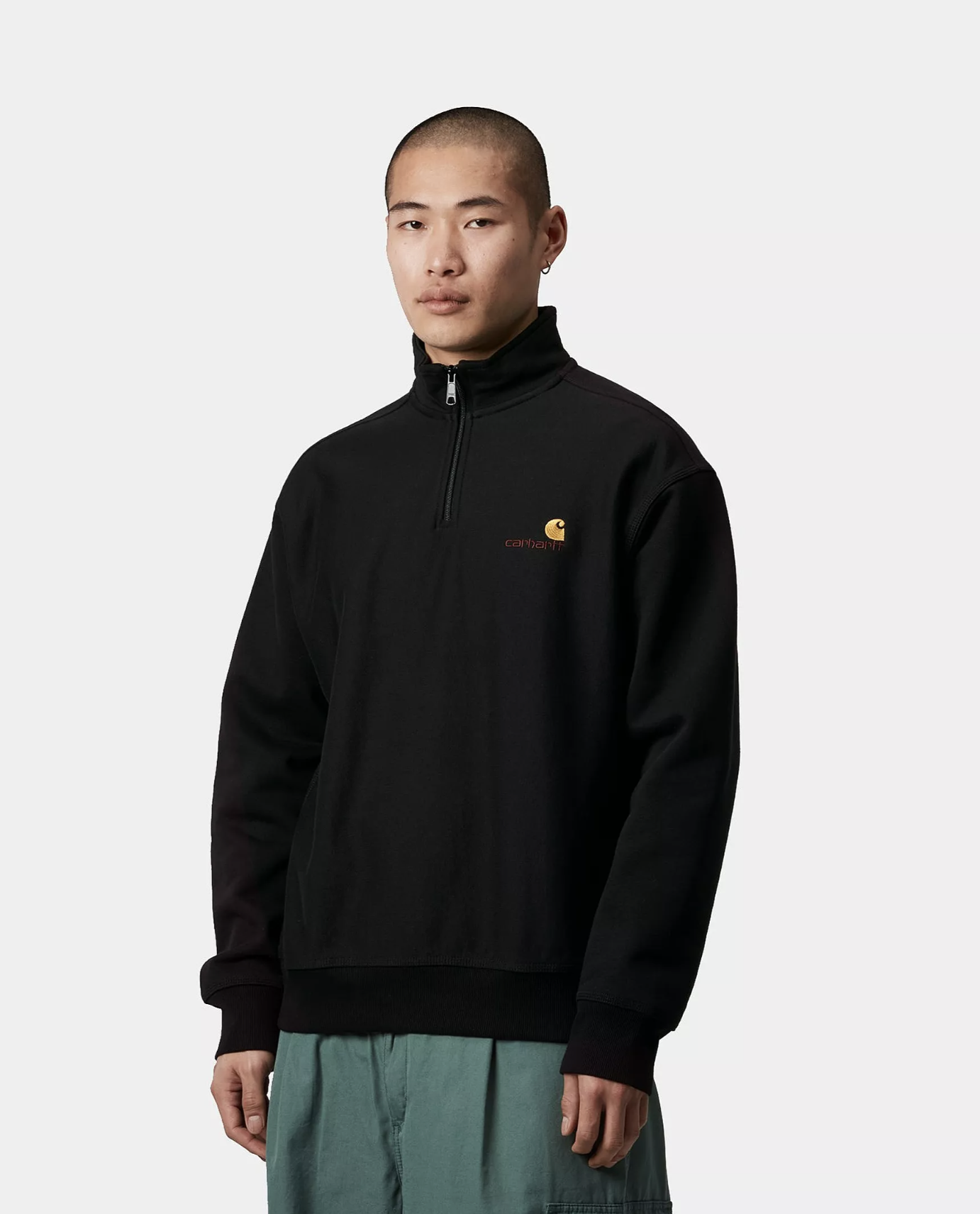 Sudadera con Media Cremallera Carhartt WIP American Script - Black