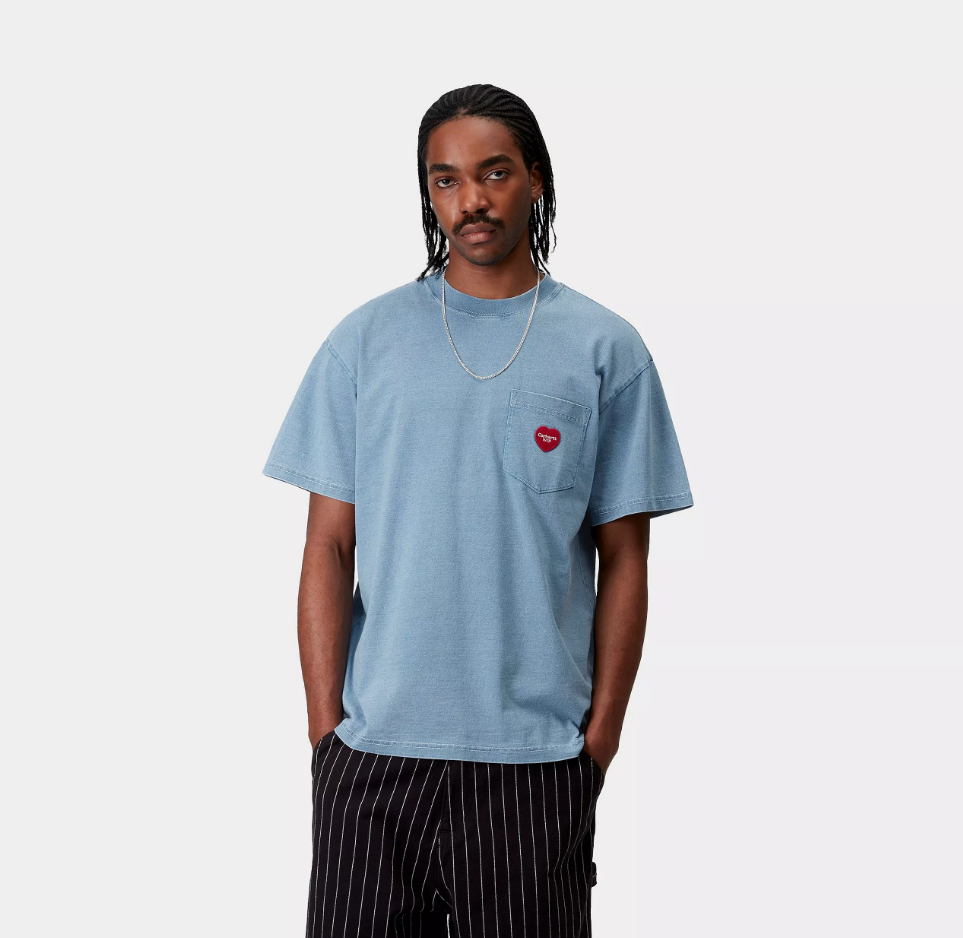 Camiseta Carhartt WIP Ingo Pocket - Light Blue Garment Dyed