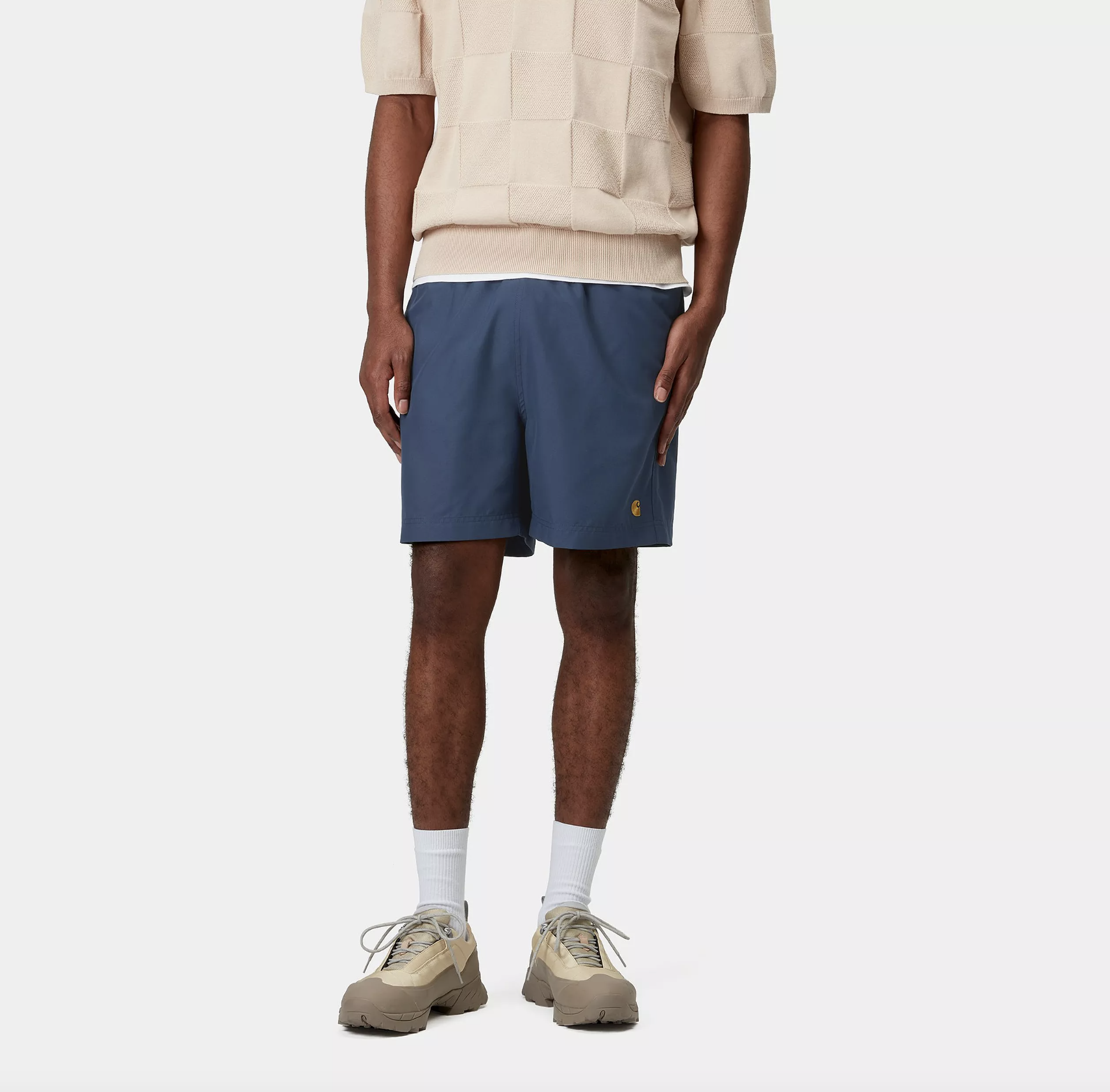 Bañador Carhartt Wip Chase Swim - Dusky Blue/Gold