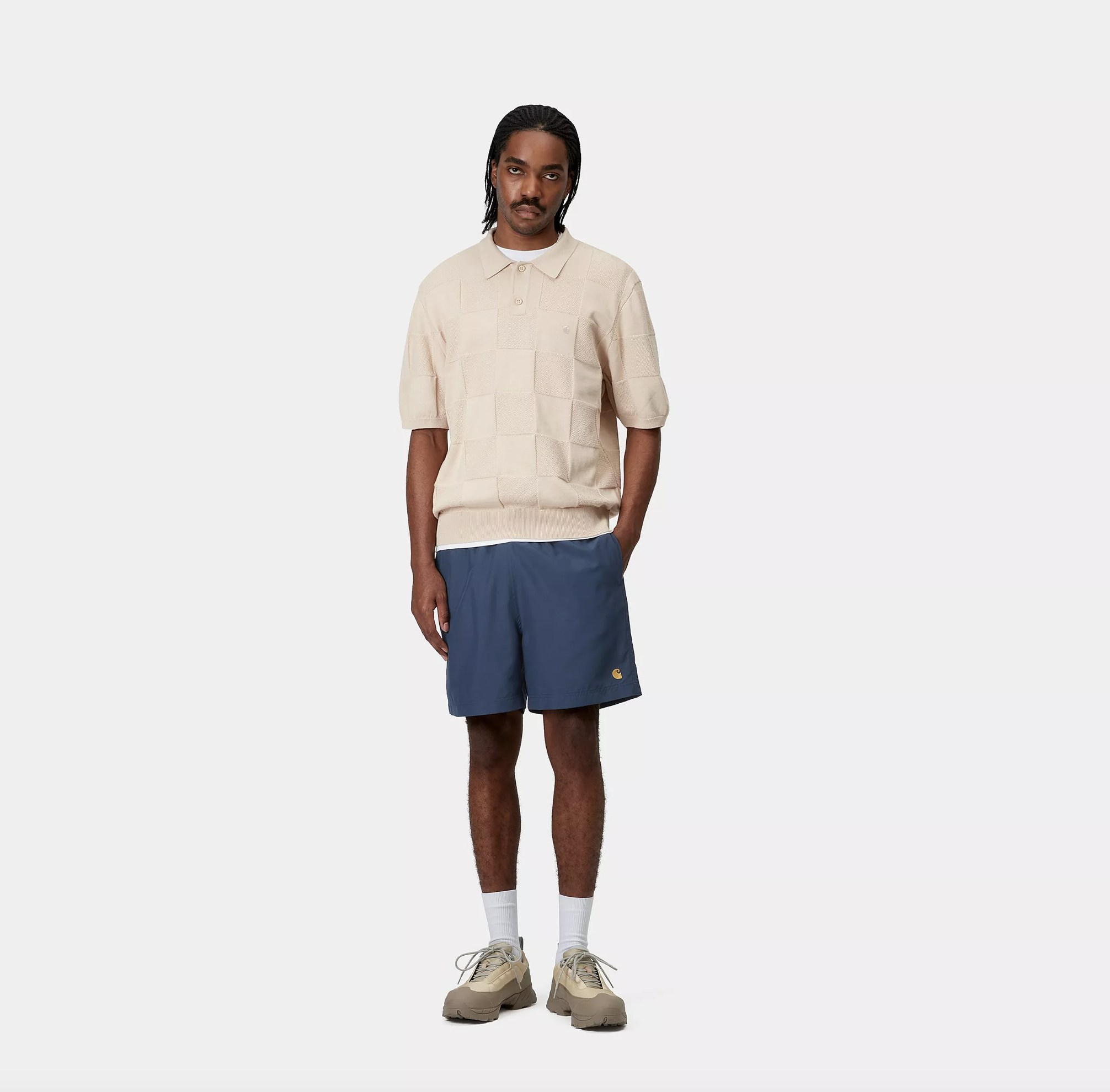 Bañador Carhartt Wip Chase Swim - Dusky Blue/Gold
