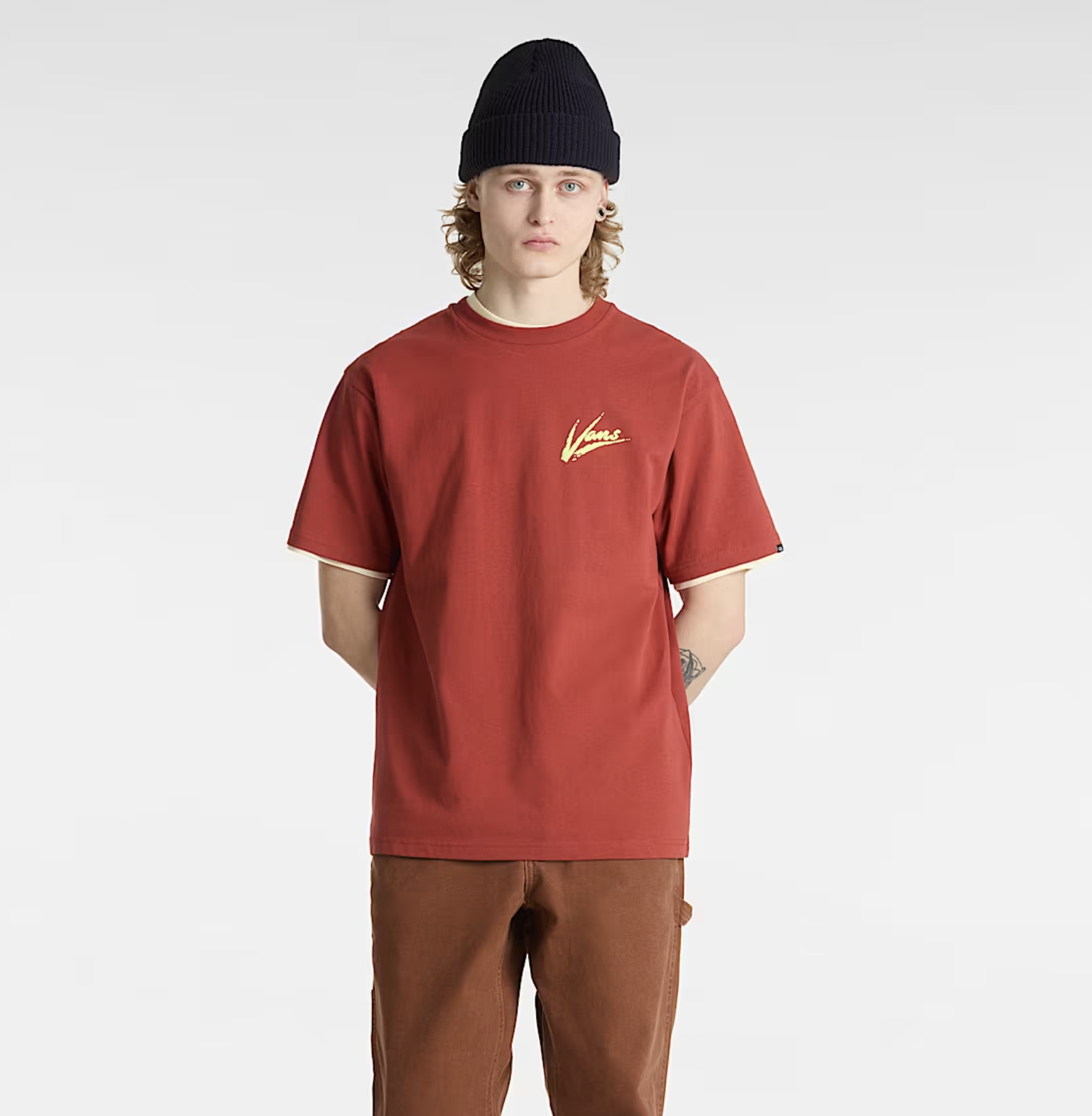 Camiseta Vans Brush Script - Red Ochre