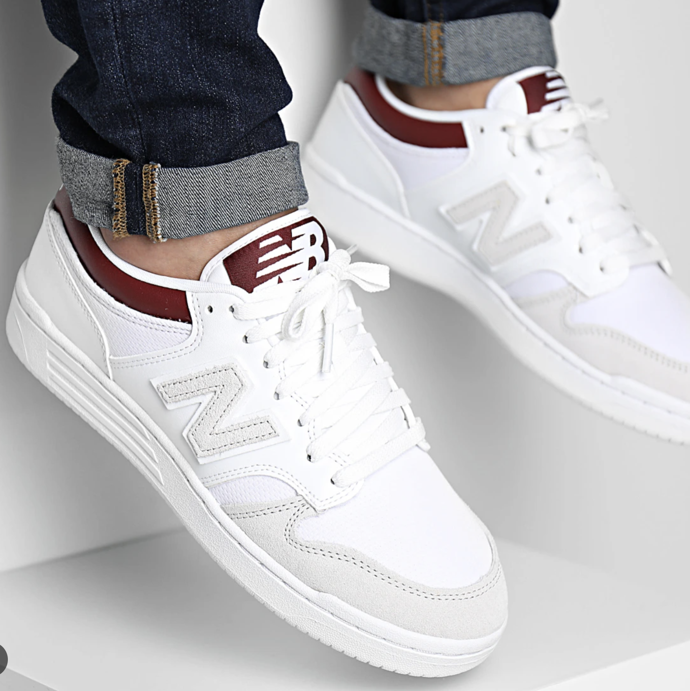 Zapatillas New Balance 480LKB - White con Classic Crimson