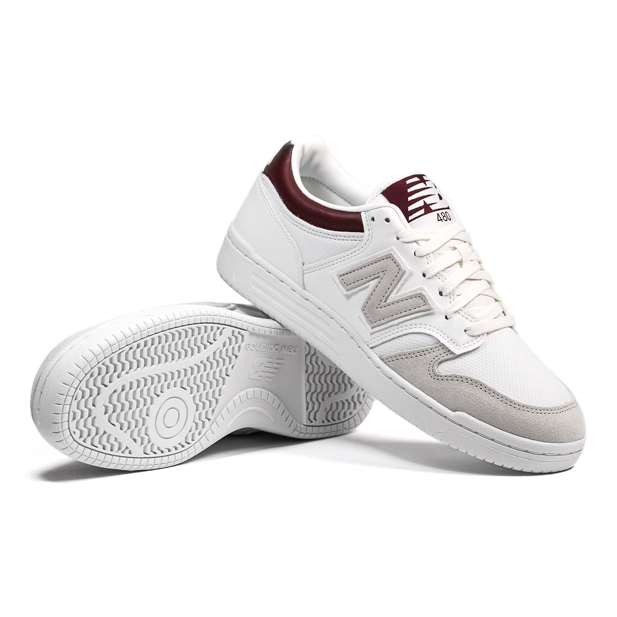 Zapatillas New Balance 480LKB - White con Classic Crimson