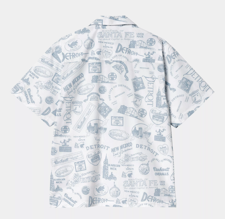 Camisa Carhartt WIP State Souvenir - State Souvenir Print, White/Frosted Blue
