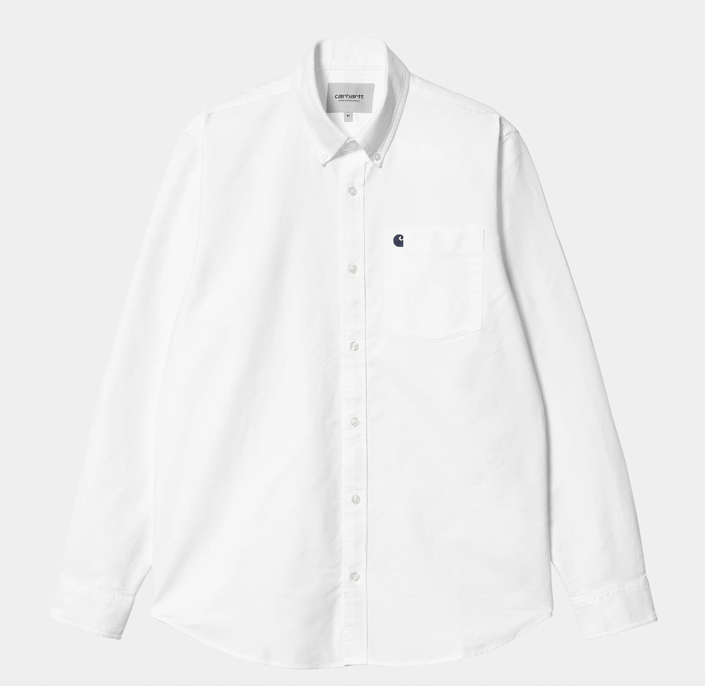 Camisa Carhartt WIP L/S C-Logo - White/Dark Navy