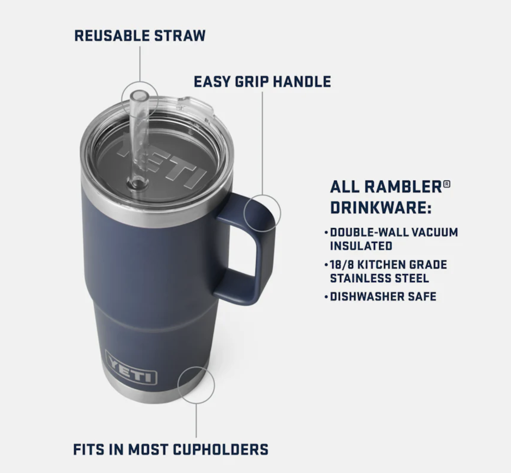 Taza con Pajita Yeti Rambler 25 oz (739 ml) - Black