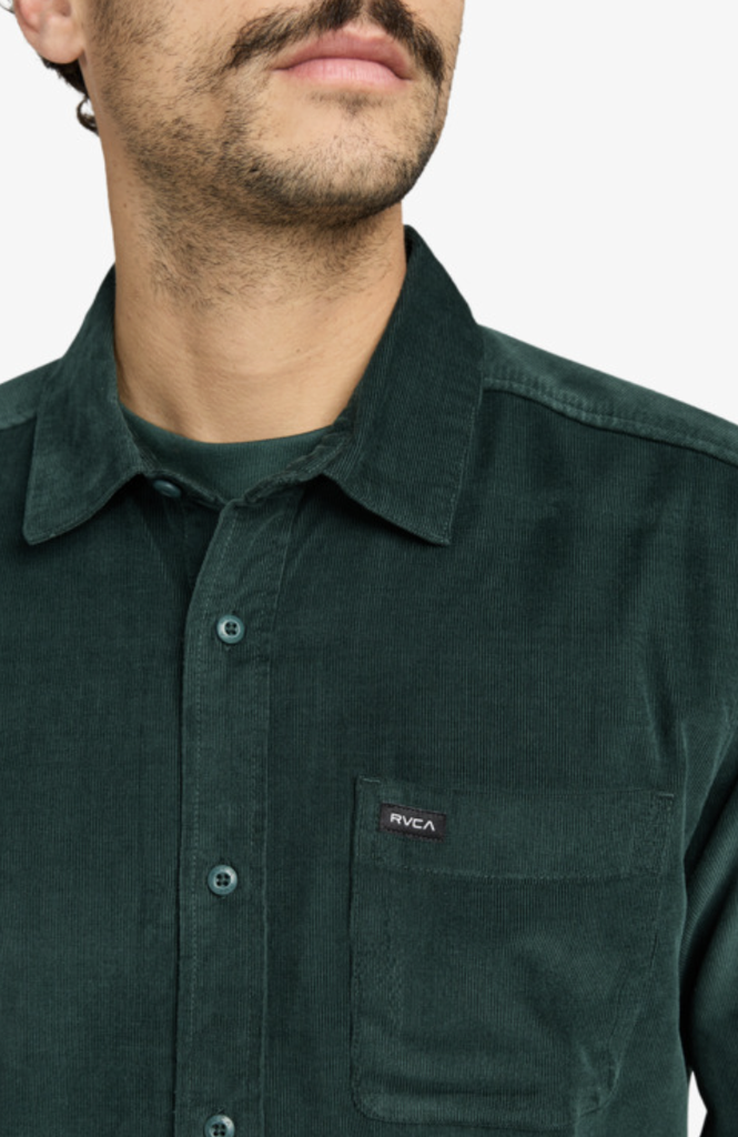 Camisa De Pana Rvca Freeman Cord - Hunter Green