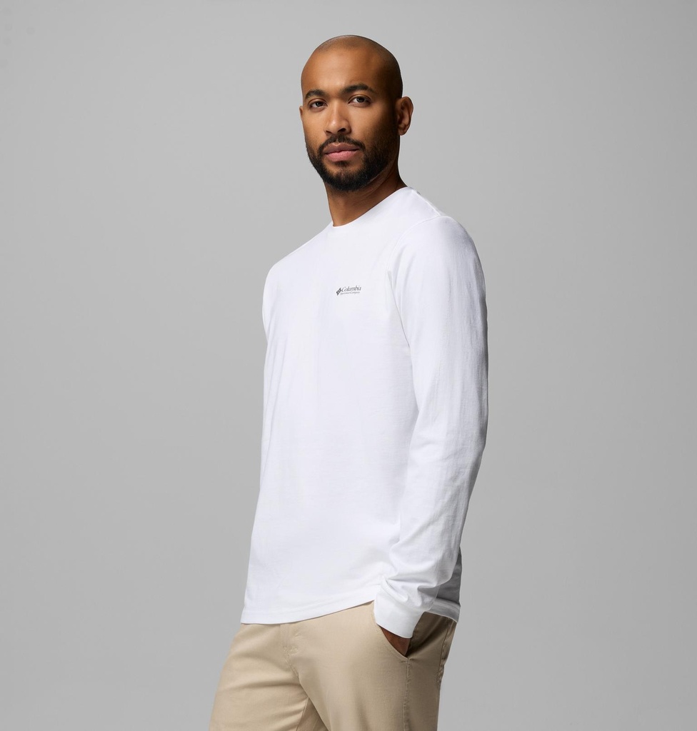 Camiseta Columbia L/S Explorers Canyon - White/Branded Blanket