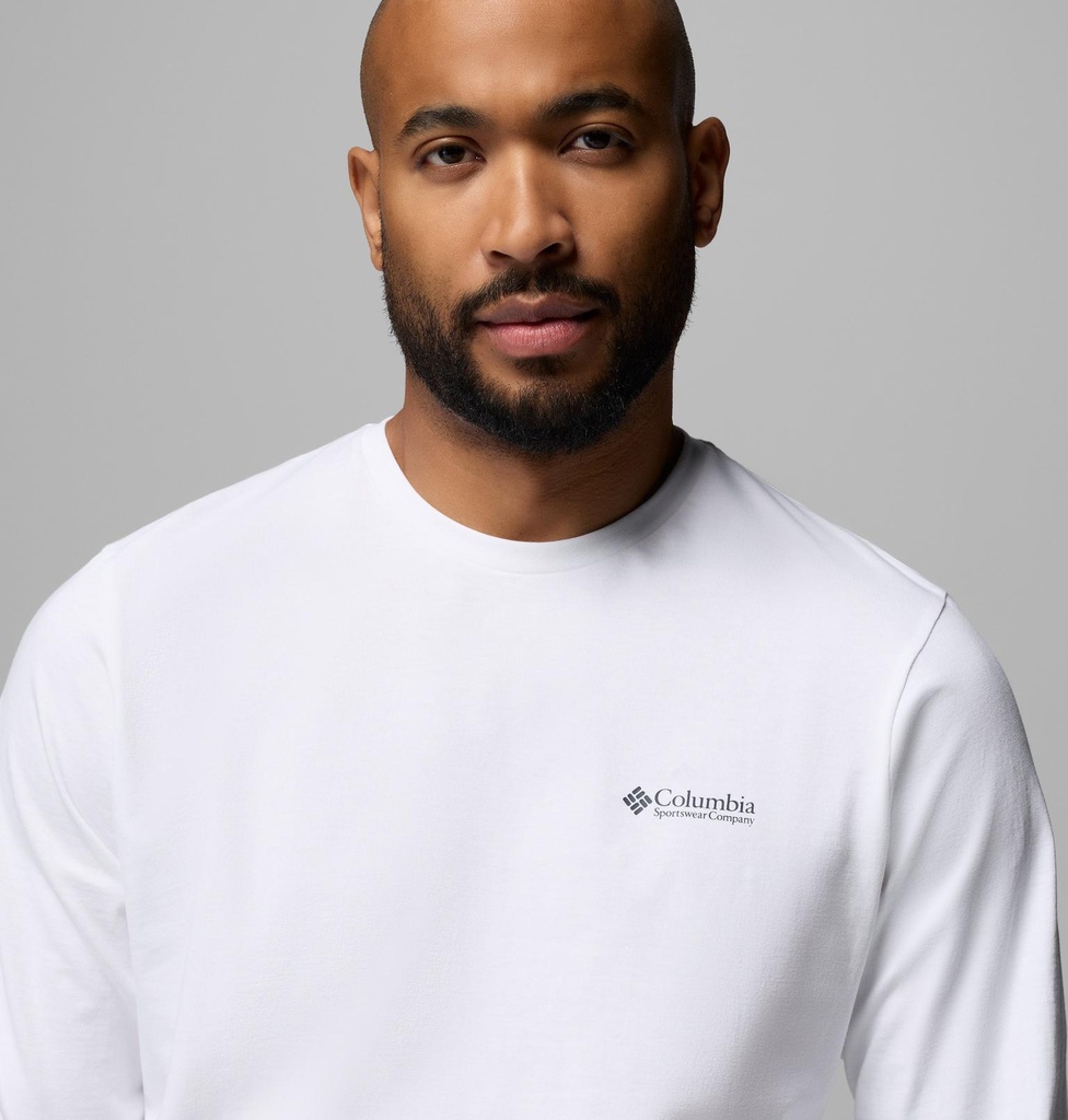 Camiseta Columbia L/S Explorers Canyon - White/Branded Blanket