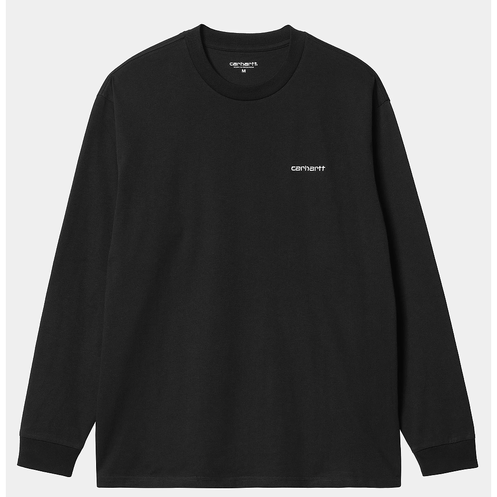 Camiseta Manga Larga Carhartt WIP L/S Script Embroidery T-Shirt - Black / White