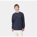 Camiseta Manga Larga Carhartt WIP L/S Script Embroidery - Air Force Blue/White