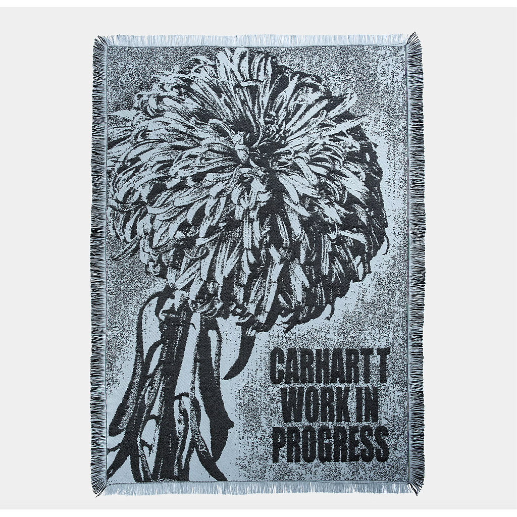 Manta Carhartt WIP Chrysanthemum Woven Blanket - Misty Sky/Black