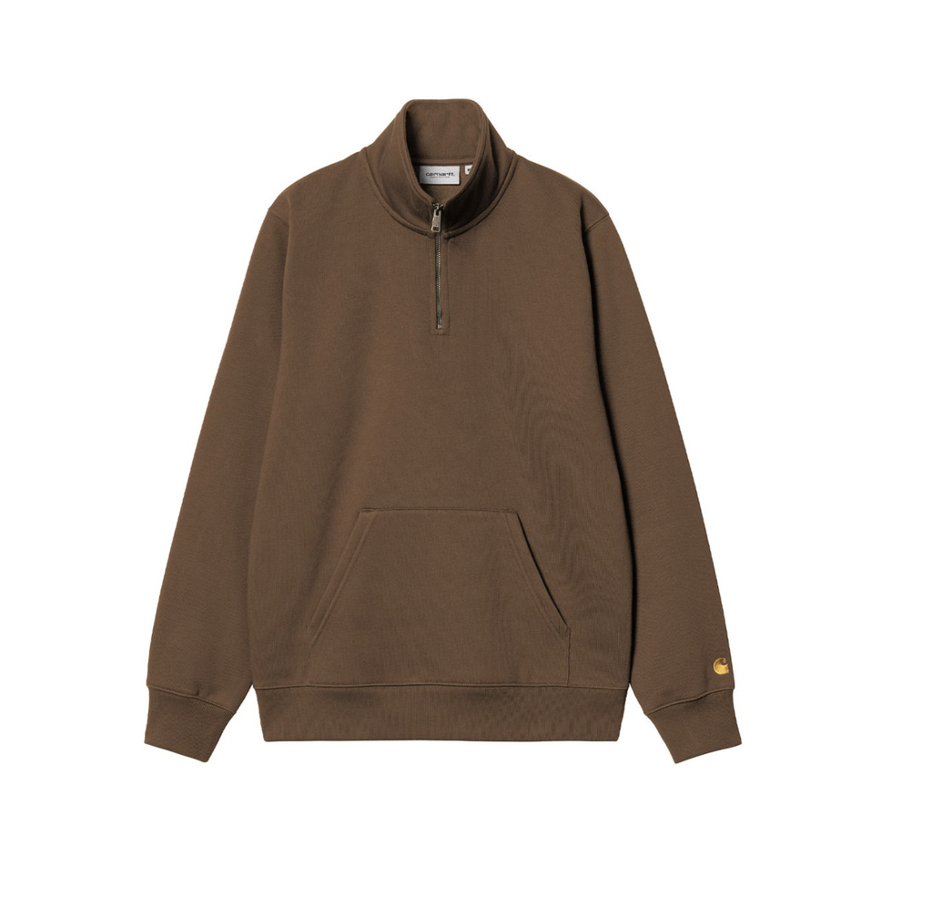 Sudadera con Media Cremallera Chase Neck Zip - Chocolate/Gold