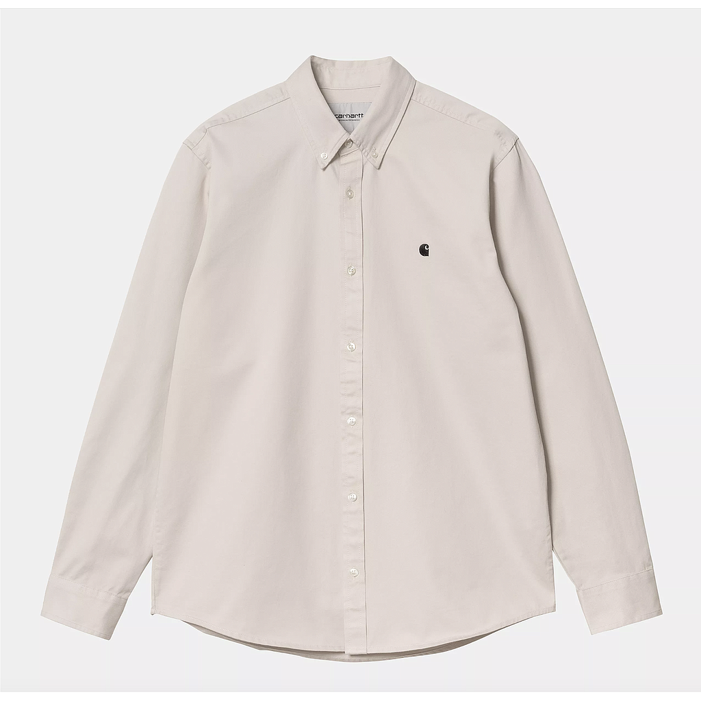 Camisa Carhartt WIP L/S Madison - Moonbeam/Black