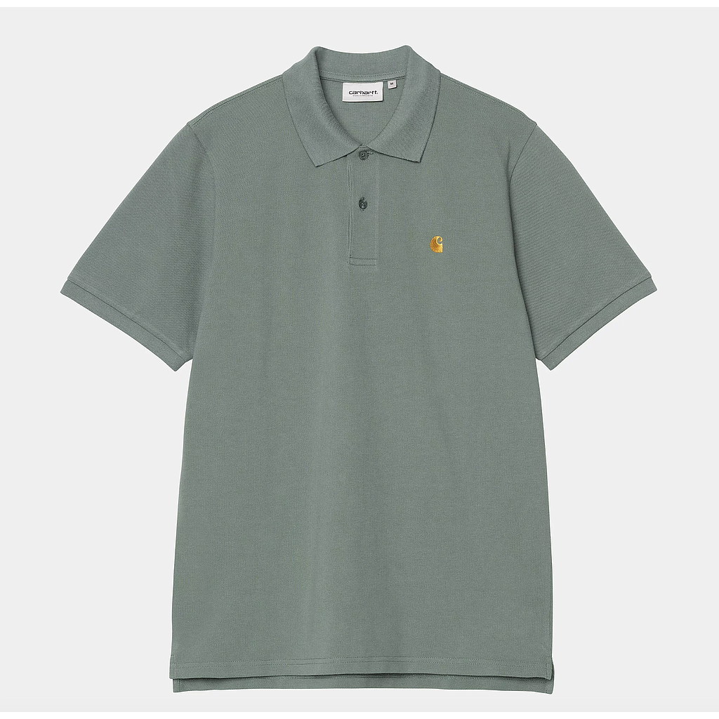Polo Carhartt Wip SS Chase Pique - Silver Pine/Gold