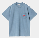 Camiseta Carhartt WIP Ingo Pocket - Light Blue Garment Dyed