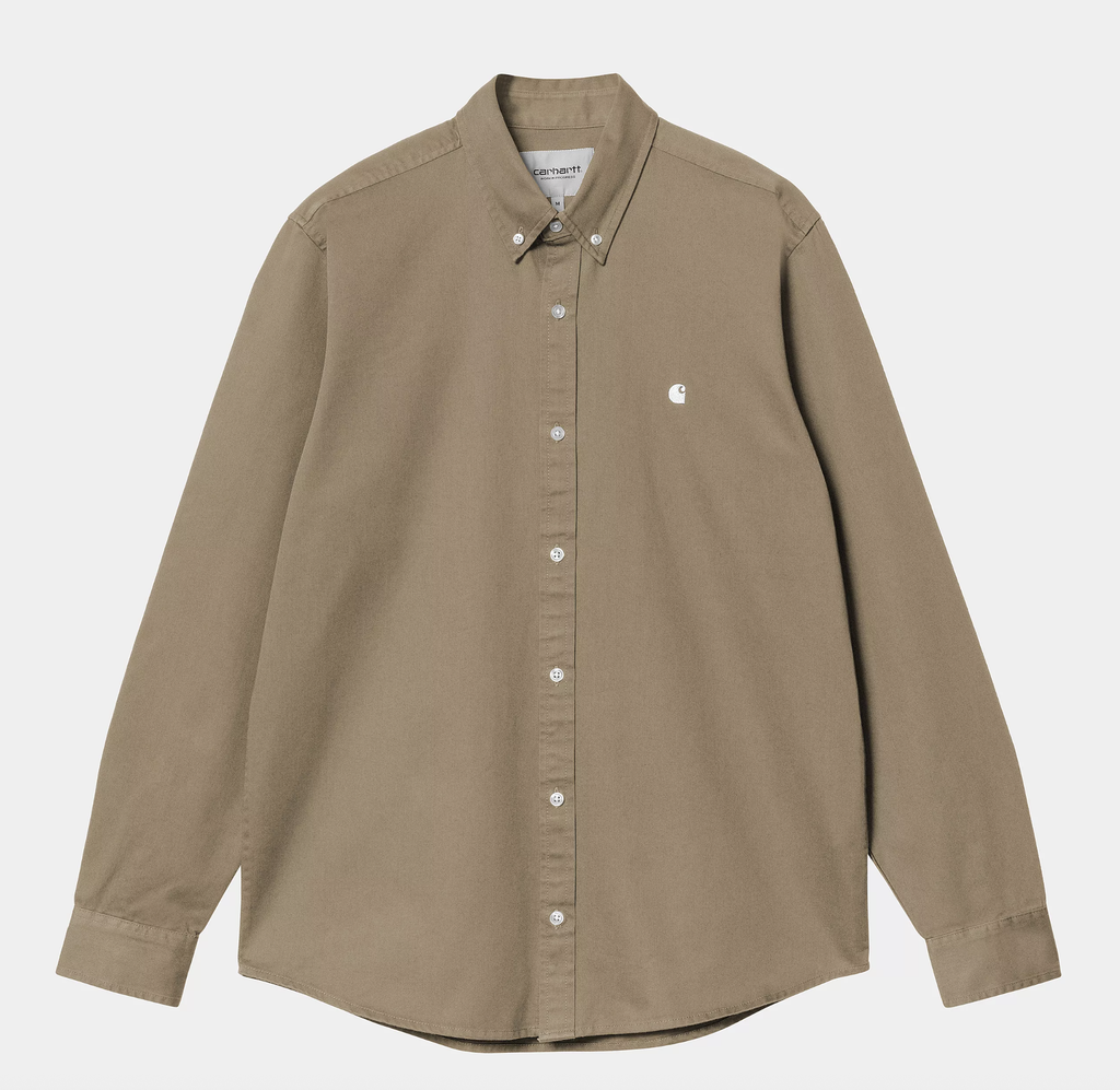 Camisa Carhartt WIP L/S Madison - Leather/White