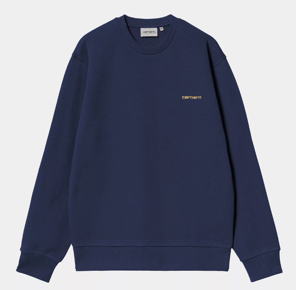 Sudadera Carhartt WIP Script Embroidery - Ink/Air Yellow