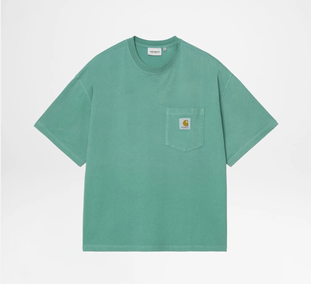 Camiseta Carhartt WIP Hudson Pocket - Saguaro (chalk wash)