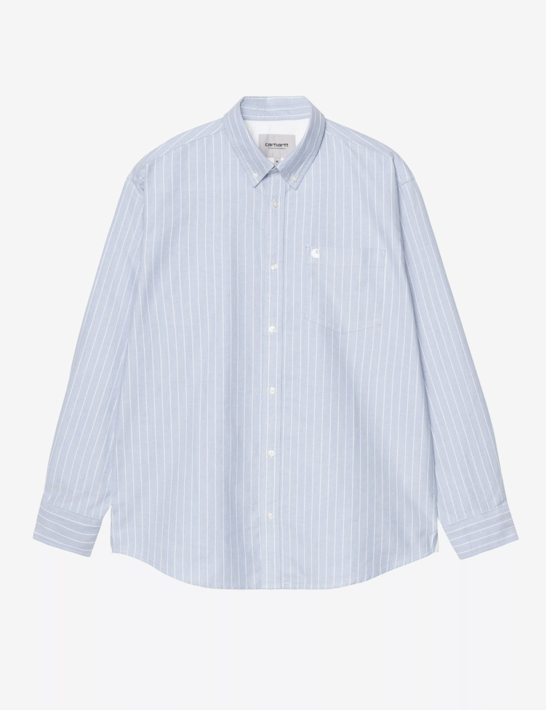 Camisa Carhartt WIP L/S  Cassel - Cassel Stripe, Bleach/White